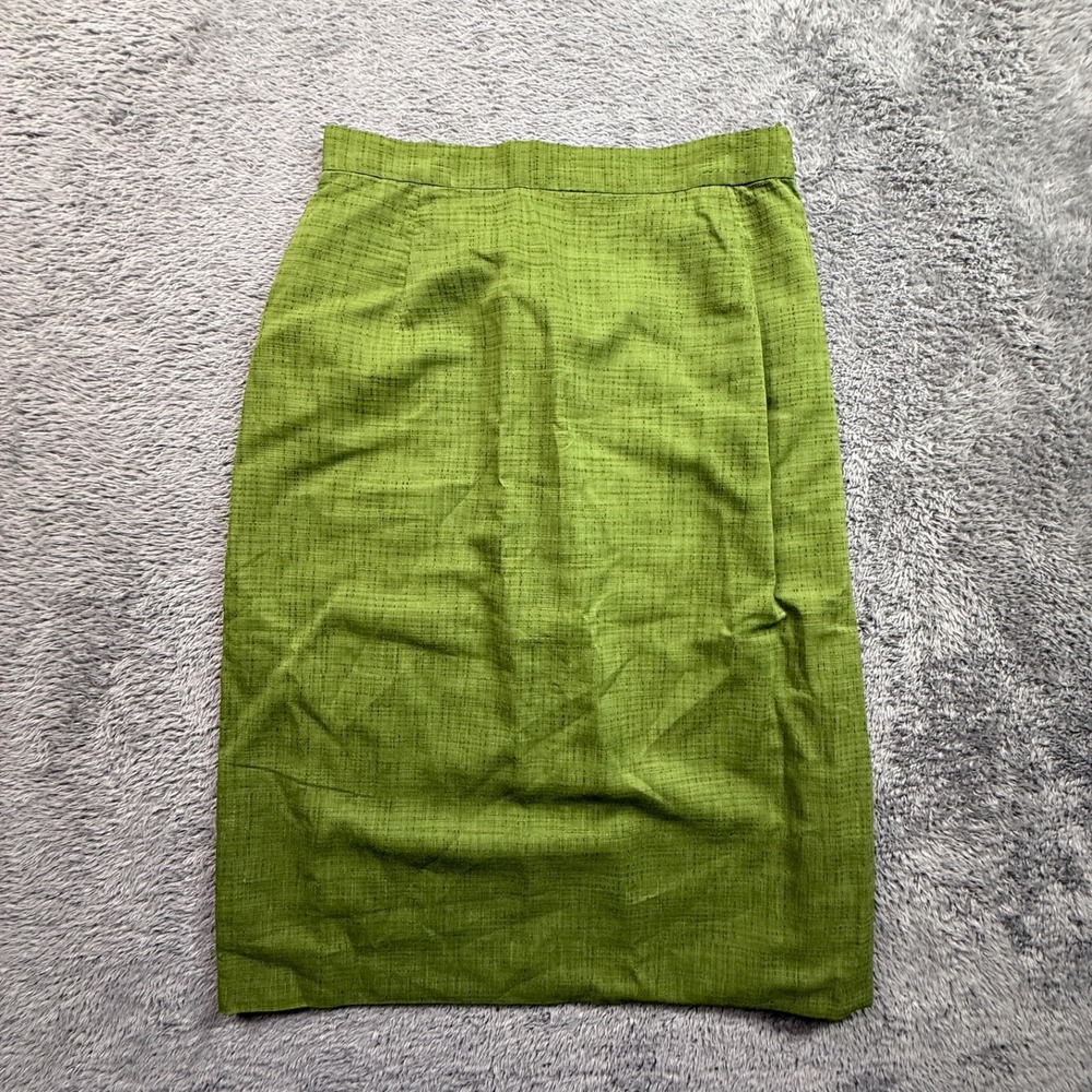 Vintage 50s 60s Handmade Green Slub Pencil Skirt Womens XS 24" Waist Talon Zip